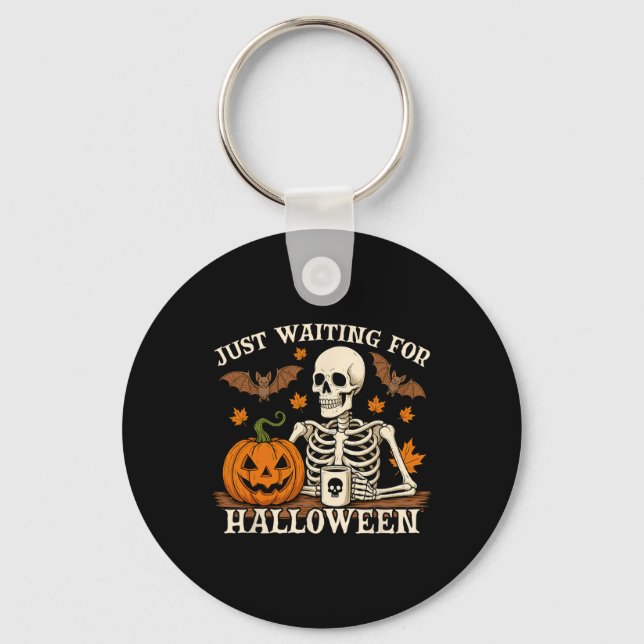 Chaveiro Só Esperando O Halloween Jack Ou Lanterna Skeleto (Frente)