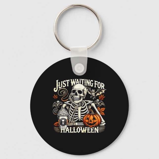 Chaveiro Só Esperando Pelo Esqueleto Engraçado Do Halloween (Frente)