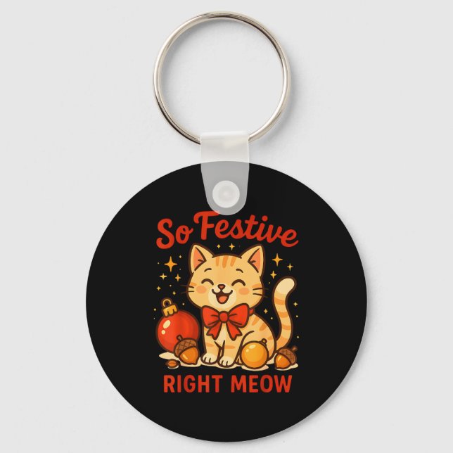 Chaveiro So Festive Right Meow Kawaii Cat Christmas Santa H (Frente)