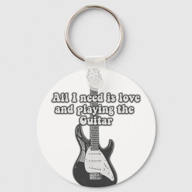 Chaveiro Só preciso de amor e de tocar violão. B & W (Frente)