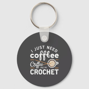 Chaveiro Só Preciso de Café e Minha Citação de Crochê em Ar