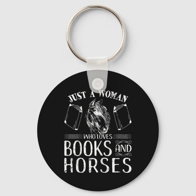 Chaveiro Só Uma Mulher Que Adora Livros Cavalos Cavalos Rid (Frente)