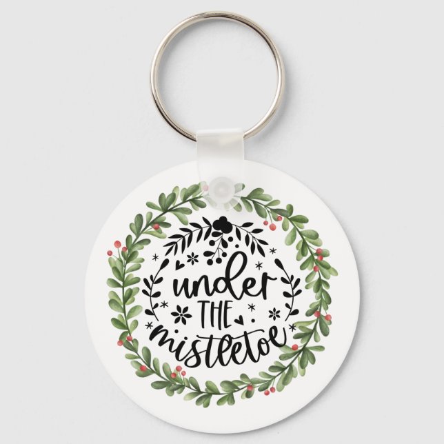 Chaveiro Sob a camada Mistletoe Watercolor (Frente)