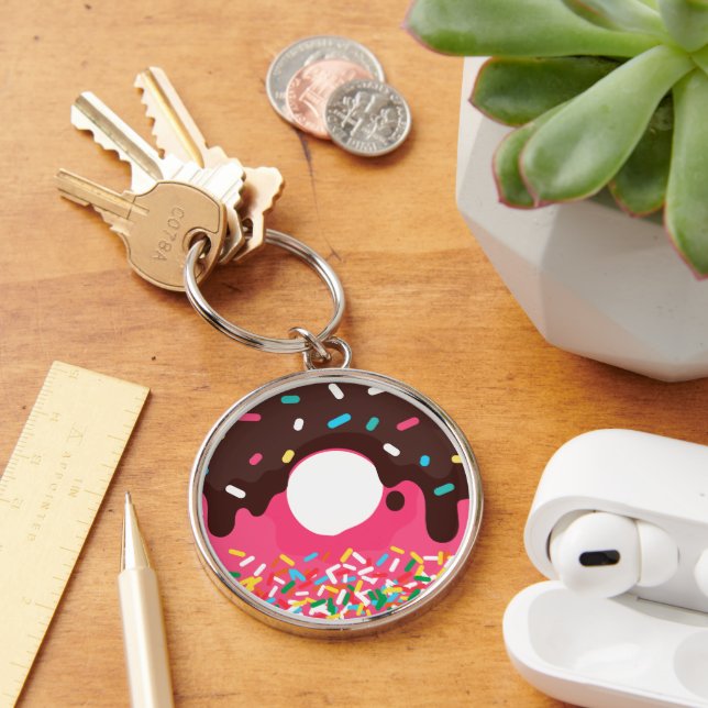 Chaveiro Sobremesa, Donut com Granulado de Arco-íris, Dough (Mesa)