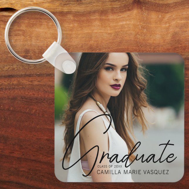 Chaveiro Sobreposição de Script Manuscrito de Foto para Gra (Frente)