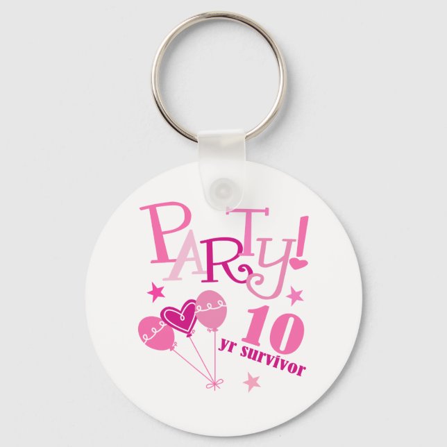 Chaveiro Sobrevivência do Câncer da Mama 10 anos (Frente)