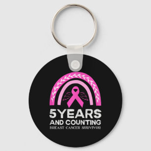 Chaveiro Sobrevivente de câncer Teto 5 Anos Cancer Pink Rai