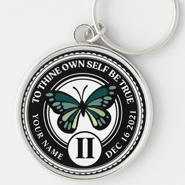 Chaveiro Sobriety Medallion with Green Butterfly Recovery (Frente)