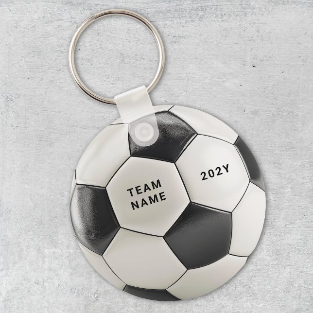 Chaveiro Soccer Ball Keychain | Personalized Team Name Year (Soccer ball design, perfect for football fans, team celebrations, birthdays & sports-themed parties!)
