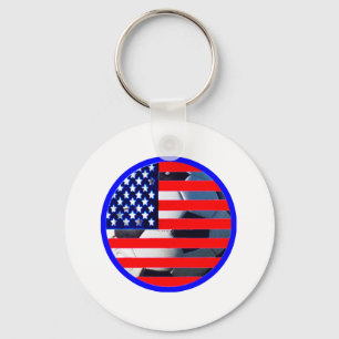 Chaveiro Soccer Ball & USA Flag2 MUSEUM Zazzle Blue-C