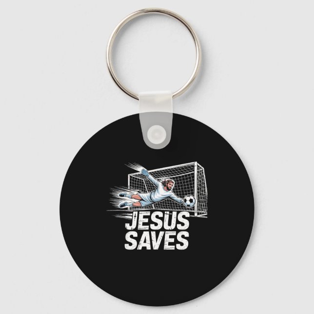 Chaveiro Soccer Goalie Goalkeeper Jesus Saves Christian Soc (Frente)