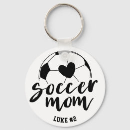 Chaveiro Soccer Mãe Bola Cardíaca Nome Personalizado e Núme