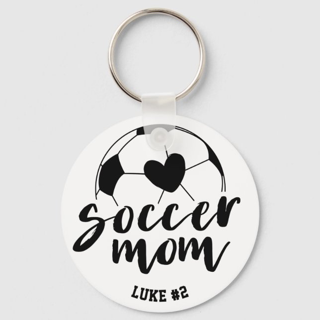 Chaveiro Soccer Mãe Bola Cardíaca Nome Personalizado e Núme (Frente)