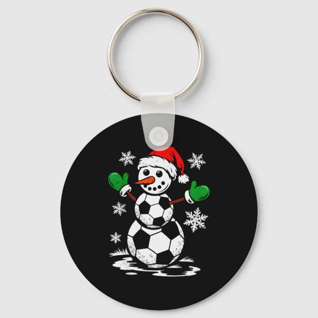 Chaveiro Soccer Santa Hat Snowman Xmas Funny Soccer Lover C (Frente)