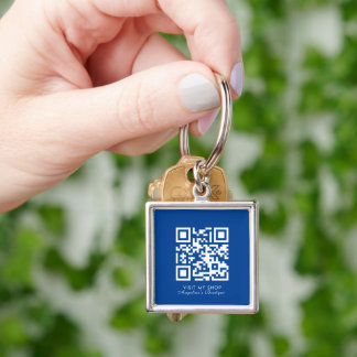 Chaveiro Social Media Business Logo QR Code Boutique Blue