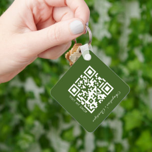 Chaveiro Social Media Business Logo QR Code Green Stripes