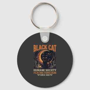 Chaveiro Sociedade Humana Black Cat Halloween Crescente Lua