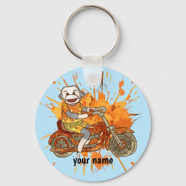 Chaveiro Sock Monkey Motorcycle Biker (Frente)