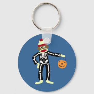 Chaveiro Sock Monkey Skeleton Halloween