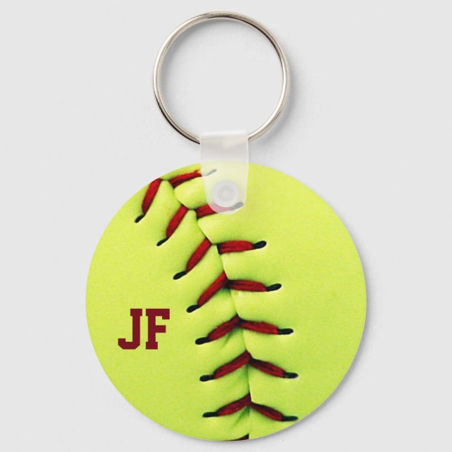 Chaveiro Softball amarelo personalizado (Frente)