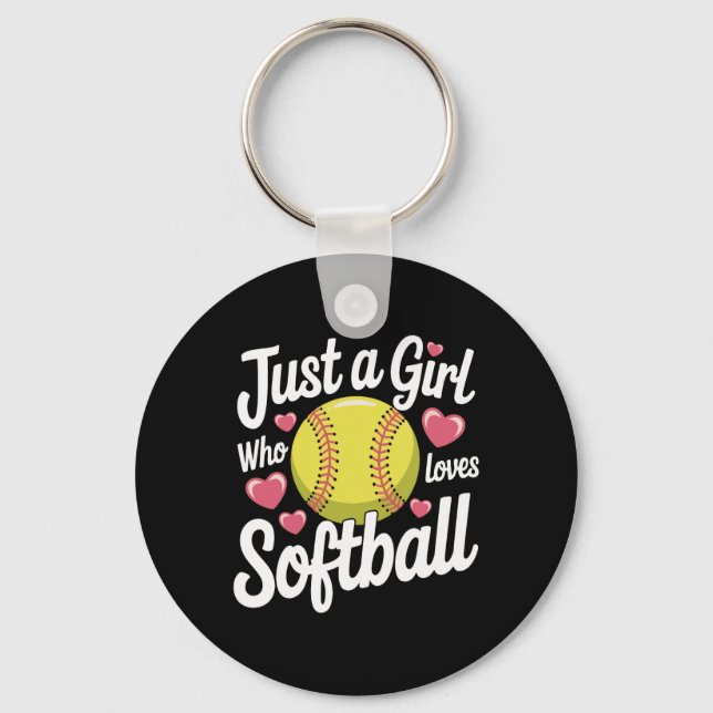 Chaveiro Softball Apenas Uma Garota Que Ama Softball  (Frente)