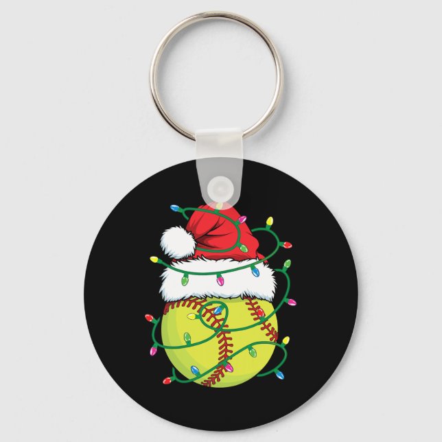 Chaveiro Softball com Papai Noel Meninas Natal X (Frente)
