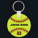 Chaveiro Softball Keychain for Sports Fans and Athletes<br><div class="desc">A cool and colorful sports theme keychain as gift for families and friends. Softball keychain with personalized name and player number. A great souvenir for softball coach,  captain and players. You can customize the ball color to the color you want.</div>