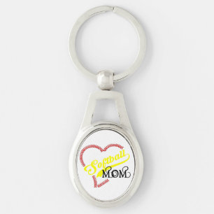 Chaveiro Softball Mamãe Seam Stitch Heart Seams Bal Key Cha