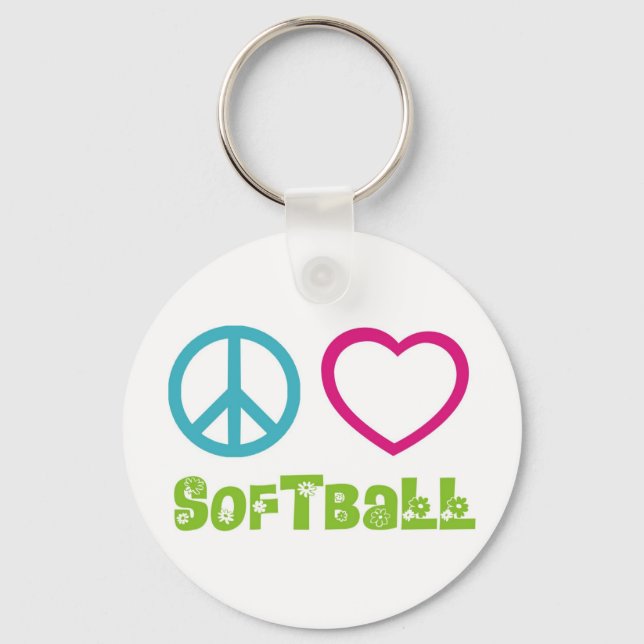 Chaveiro Softball Peace Love (Frente)