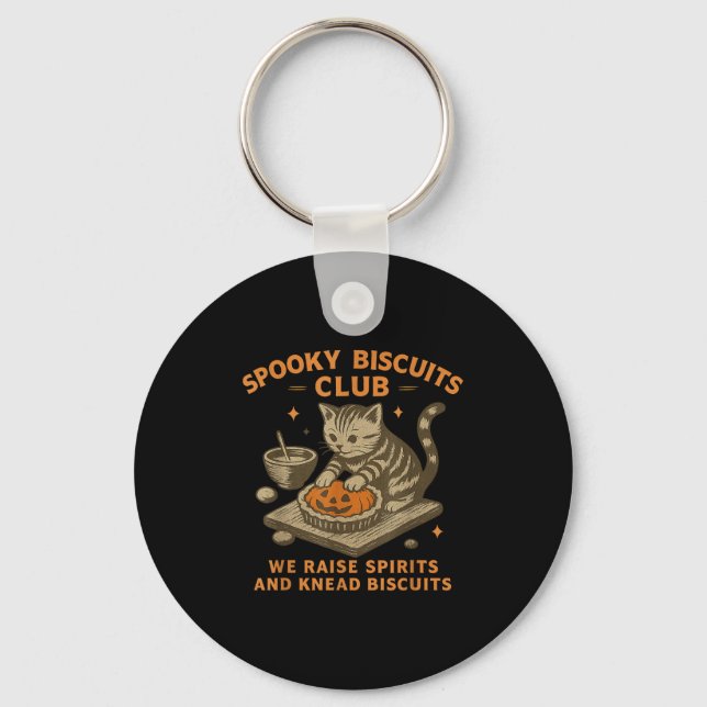 Chaveiro Soky Biscuits Club Cat, Funny Cat Ghost Halloween  (Frente)
