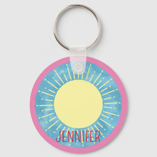 Chaveiro Sol Amarelo No Nome Personalizado Do Céu Azul