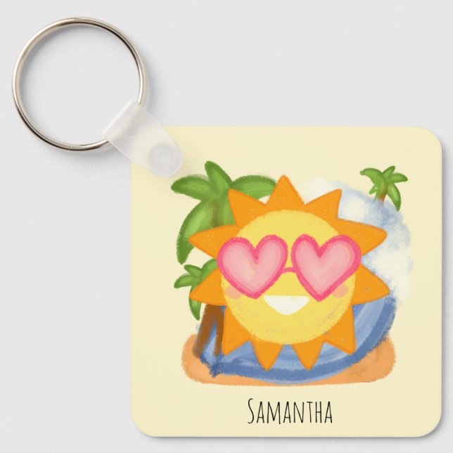Chaveiro Sol de Férias de Relaxamento de Verão (Frente)