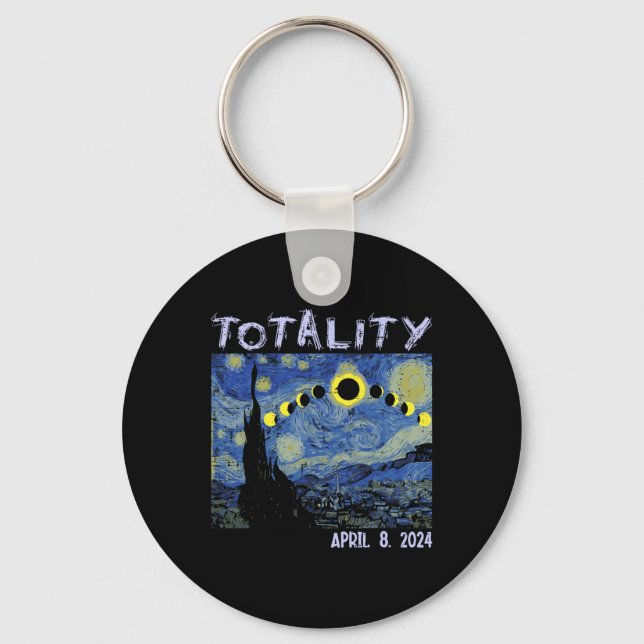 Chaveiro Solar Eclipse 2024 Art Totality April 8 Men Women (Frente)
