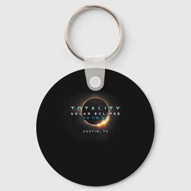 Chaveiro Solar Eclipse 2024 Austin (Frente)
