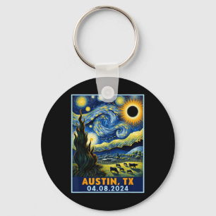 Chaveiro Solar Eclipse 2024 Austin Texas Van Gogh Starry Ni