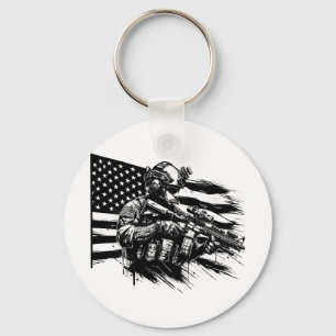 Chaveiro Soldado Militar Americano Bandeira Arte Patriótica