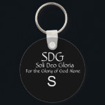 Chaveiro Soli Deo Gloria<br><div class="desc">Uma corrente preta com a frase "Soli Deo Gloria". Isso significa "só para a glória de Deus". Esta cadeia-chave pode ajudar a ser um lembrete de que precisamos glorificar Deus em tudo que dizemos,  então,  e pensar.</div>