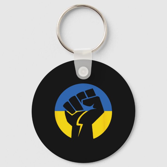 Chaveiro Solidariedade Unida Com A Ucrânia Chamado Punho  (Frente)