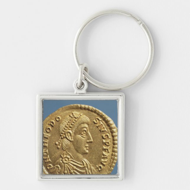 Chaveiro Solidus de Theodosius mim o excelente drapejado (Frente)