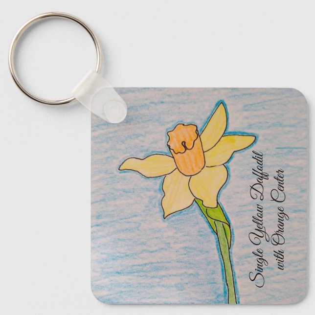 Chaveiro Solteiro Amarelo Daffodil com Laranja Center (Frente)