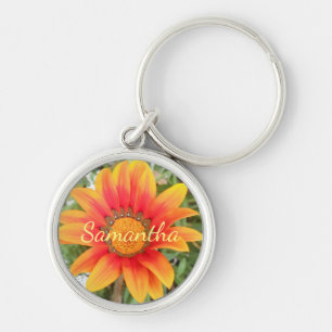 Chaveiro Solteiro Laranja Flor Personalizado