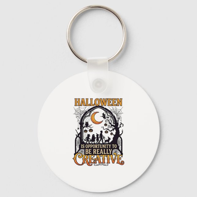 Chaveiro Sombra Criativa de Crianças de Halloween Lua Cresc (Frente)
