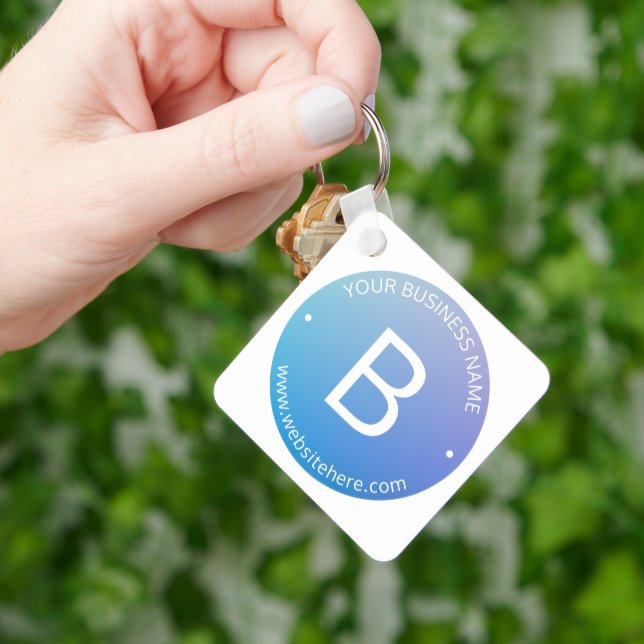 Chaveiro Sombreado Azul e Roxo com Texto Editável (Mão)