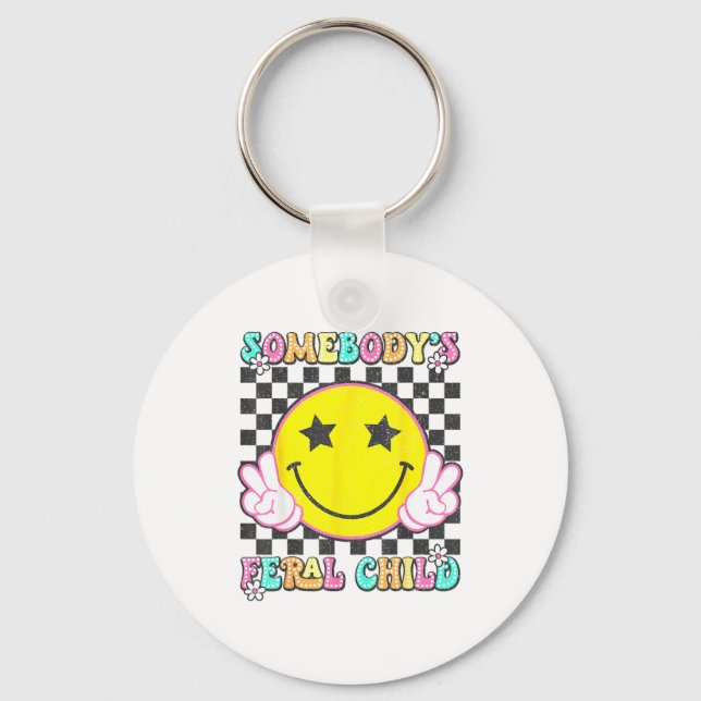 Chaveiro Somebody's Feral Child Toddler Girl And Boy Funny  (Frente)