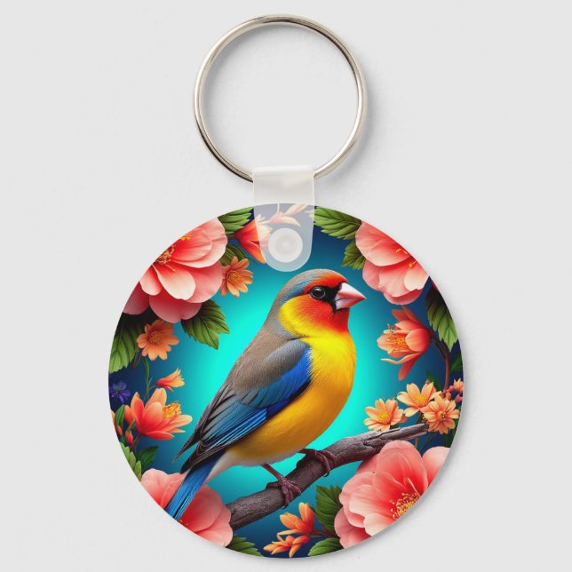 Chaveiro Songbird Perfeitado Entre Flores Brilhantes (Frente)