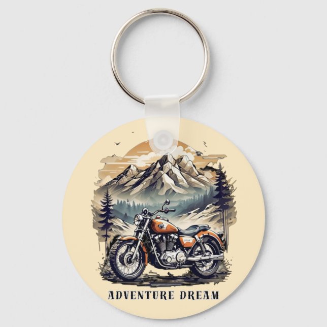 Chaveiro Sonho de Aventura: Viagem de Bike de Legenda Vinta (Frente)