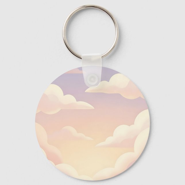 Chaveiro Sonho de Nuvens Pastéis Suaves Céu Rosa Lavanda (Frente)
