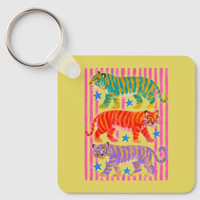 Chaveiro sonhos de tigre arco-íris (Frente)