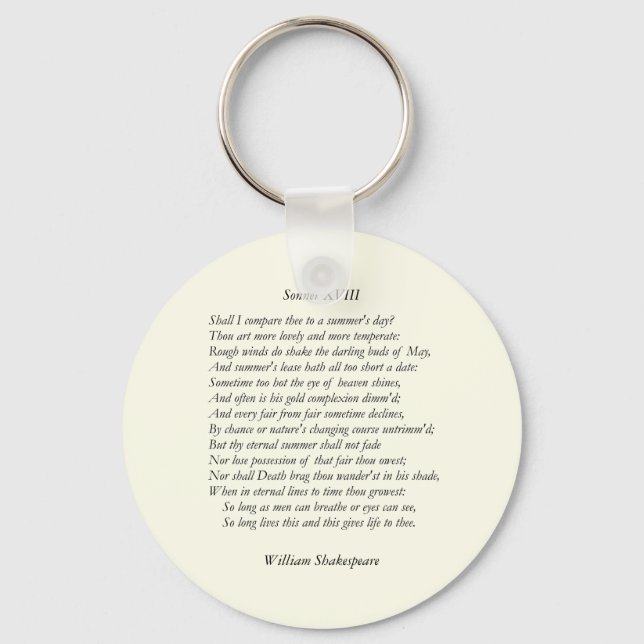 Chaveiro Sonnet # 18 by William Shakespeare (Frente)