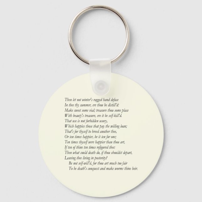 Chaveiro Sonnet nº 6 de William Shakespeare (Frente)